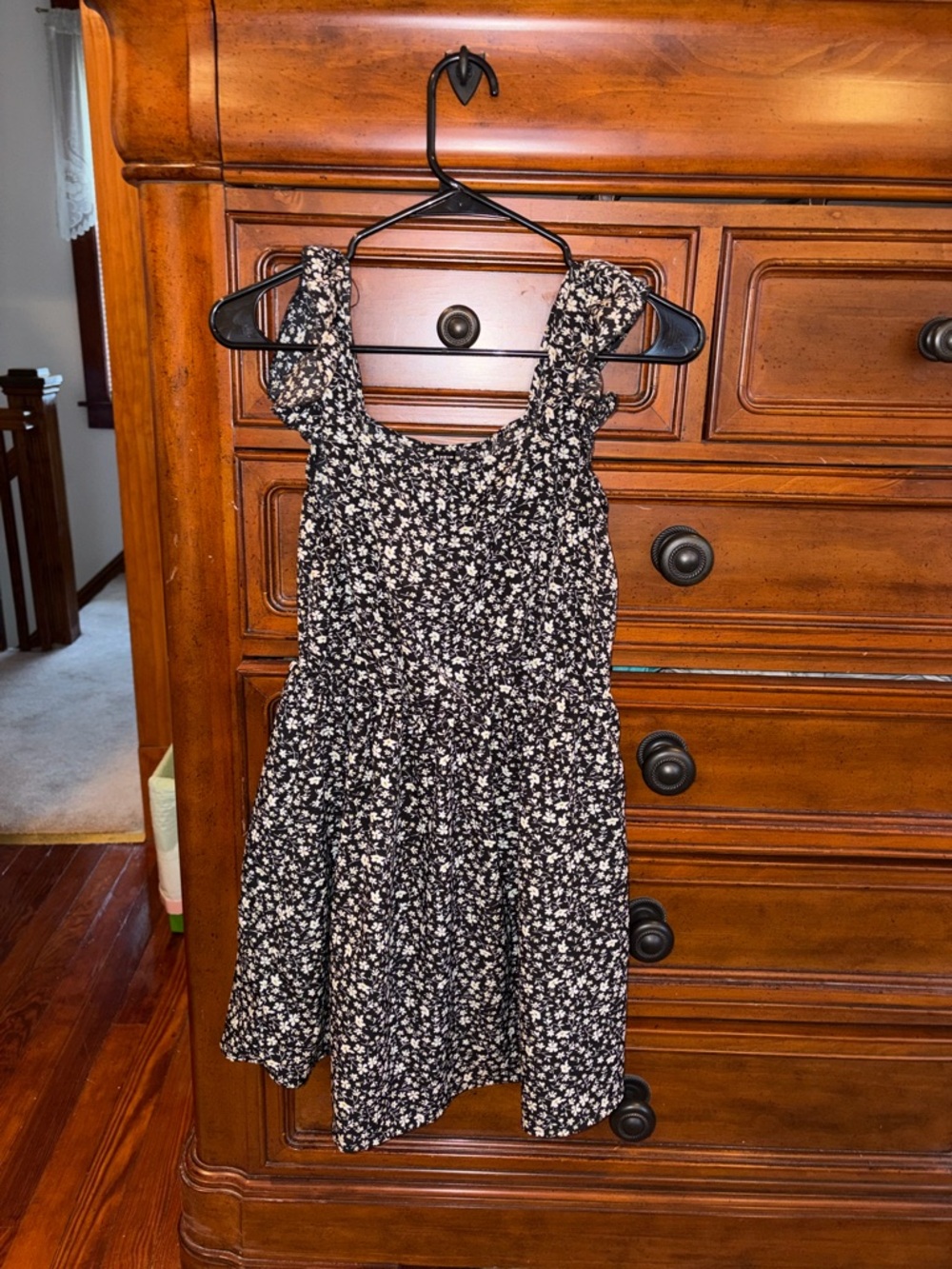 SHEIN Black Floral Mini Dress Puff Sleeve Size Small (US 4)